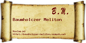 Baumholczer Meliton névjegykártya